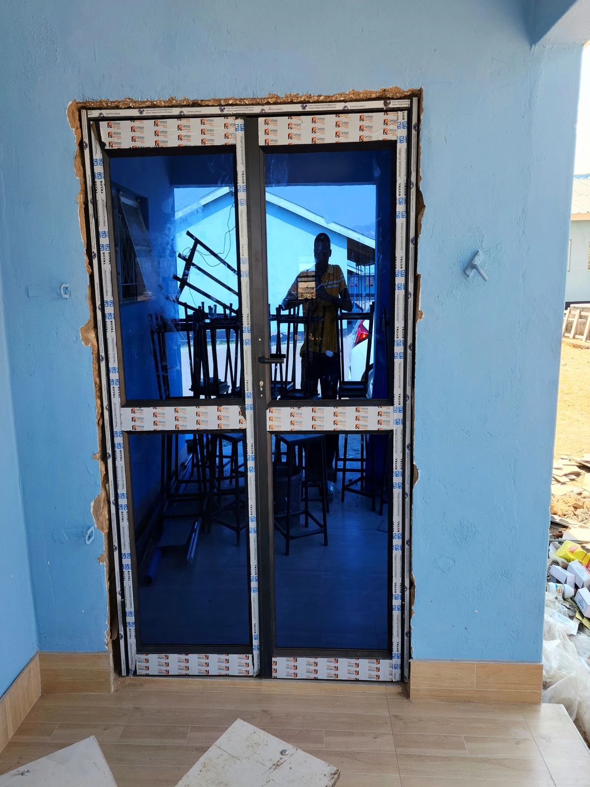 aluminium double swing door
