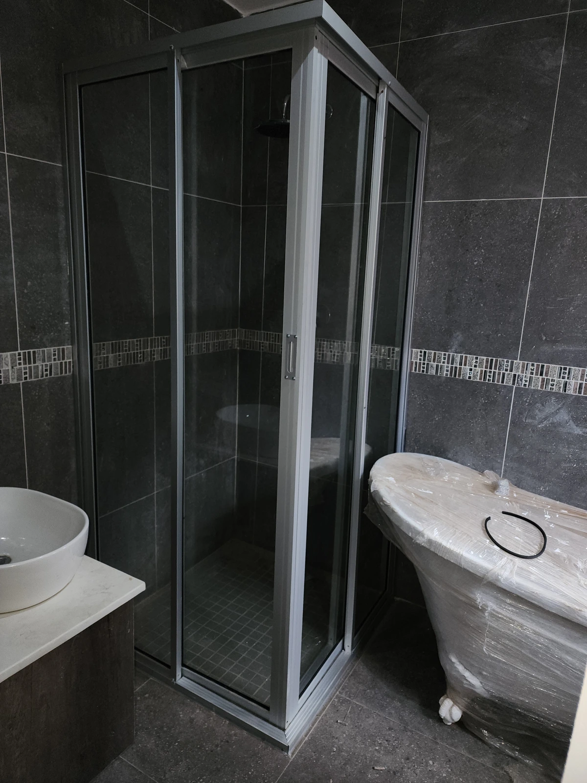 custom shower glass with 2 doors